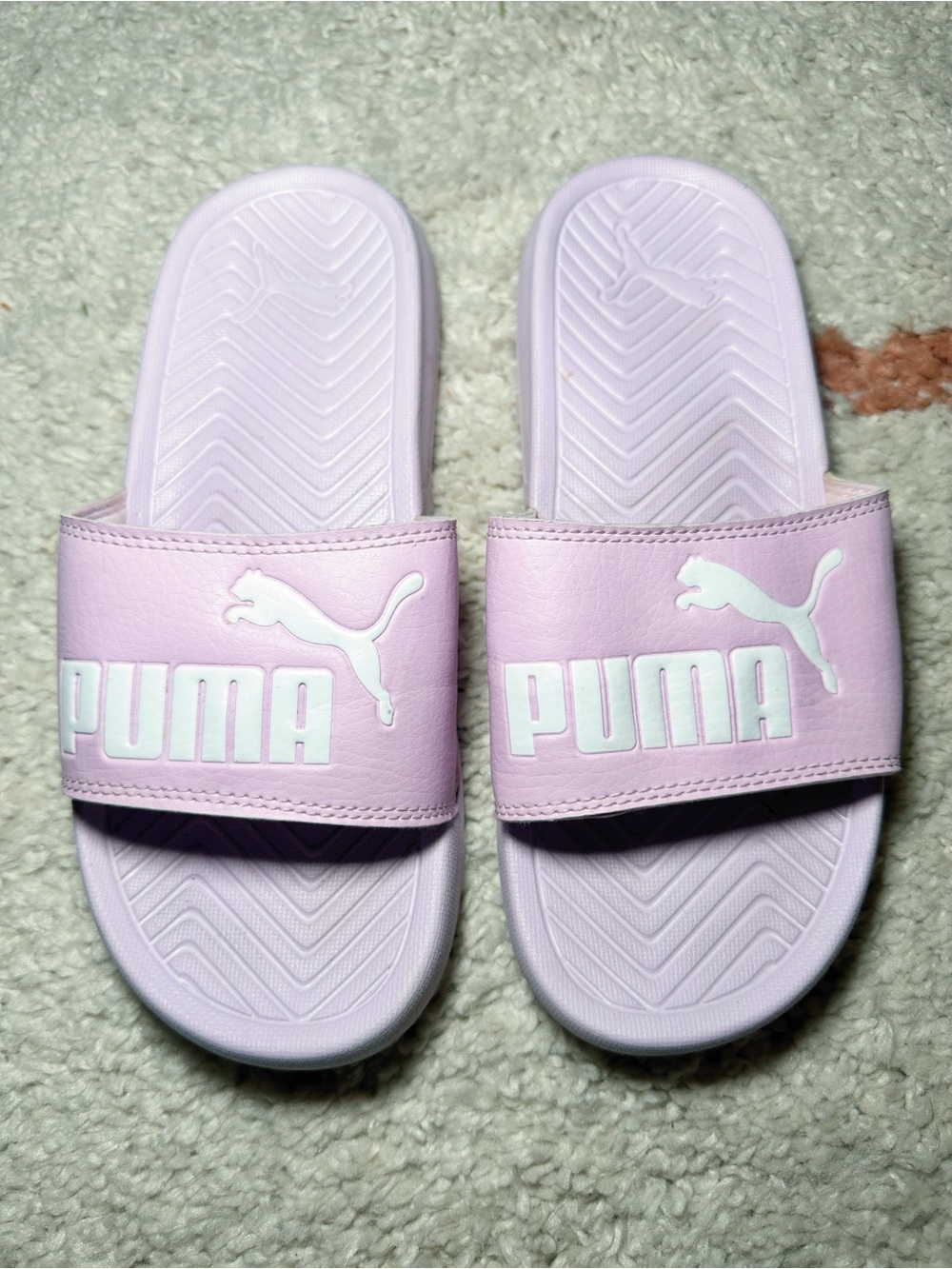 Puma Women's Slide Sandals in Pale Pink with White Logo 6.5 - Picture 3 of 9